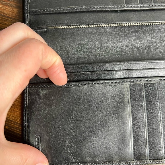 Coach Black Pebbled Leather Long Flap Card‎ Wallet Everyday Minimalist Classic - Picture 16 of 16